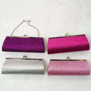 Glittery Clutch Set - Purple, Pink, Silver